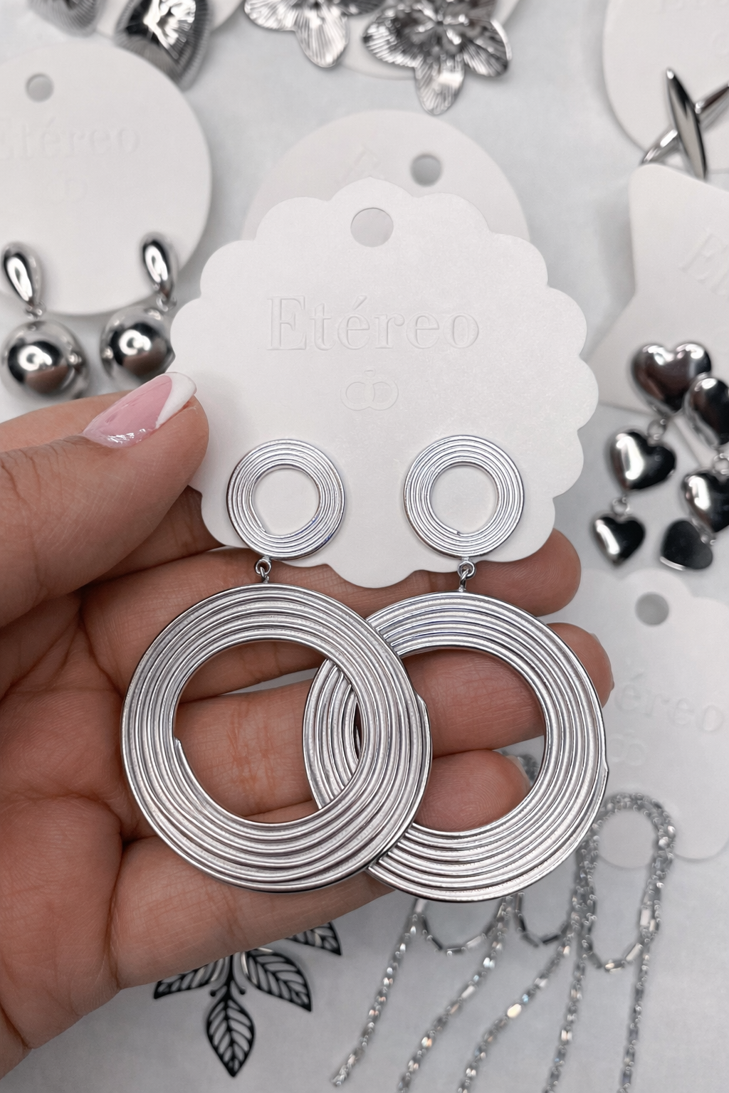 Aretes Halo Plateado