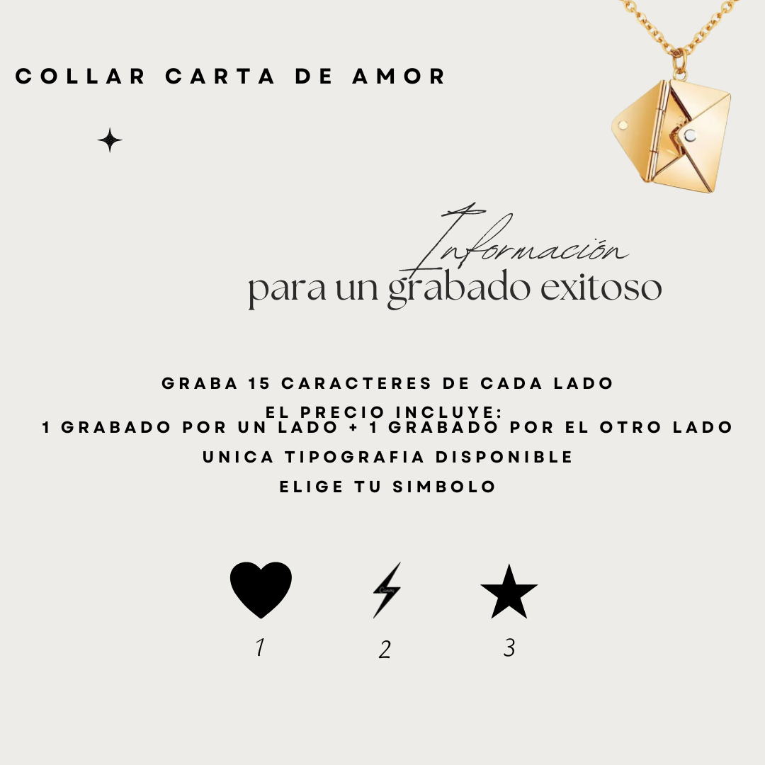 Collar Carta de Amor Dorado - Personalizado